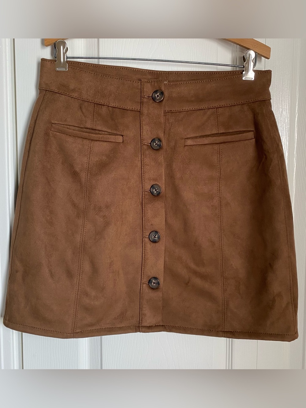 Maurices Brown Faux Suede Button-Front Mini Skirt 12 Dark Academia Fall Western